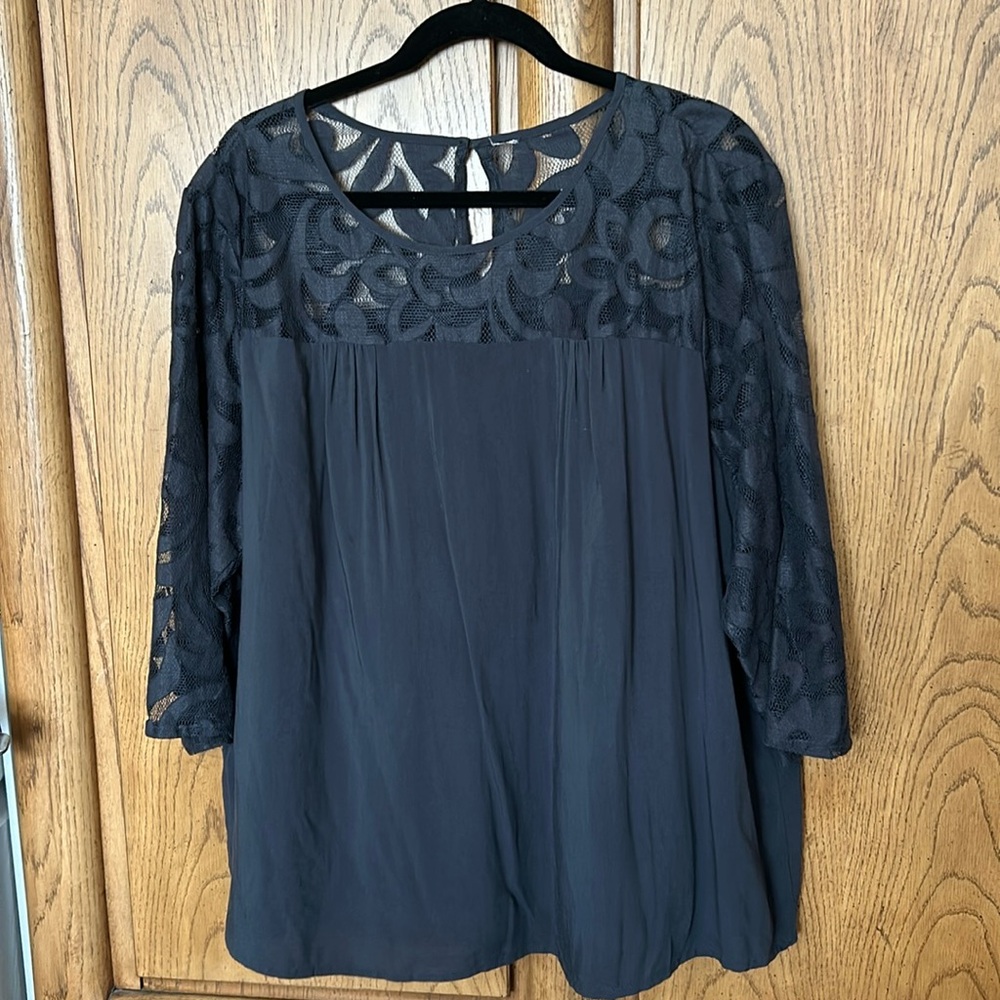 Old Navy Black Sheer Lace Blouse
